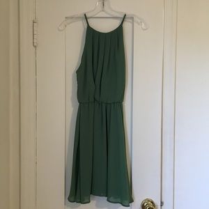 Francesca’s Dusty Green Swingy Dress Keyhole Back
